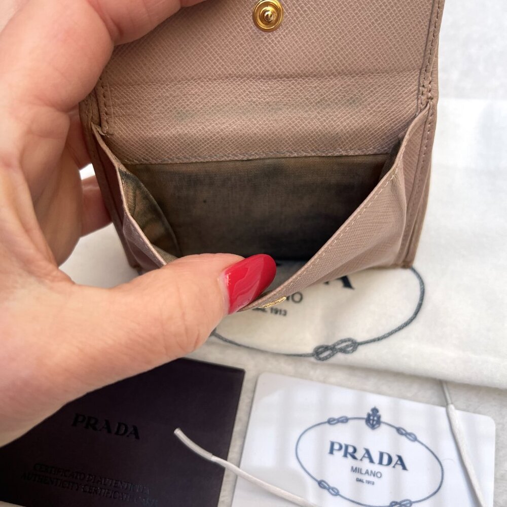 Prada Saffiano Leather Trifold Compact Wallet 1MV204 - Picture 9 of 10
